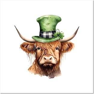 St Patricks Highland Cow Posters and Art